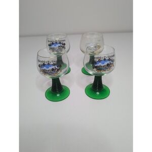 4 German Style Roemer Green Rib Beehive Stem Weinfelt Kitzingen/Wine Festival